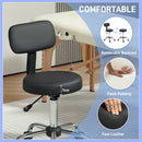 HOMCOM Rolling Stool with Backrest, Wheels, Faux Leather Salon Chair
