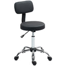 HOMCOM Rolling Stool with Backrest, Wheels, Faux Leather Salon Chair