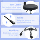 HOMCOM Rolling Stool with Backrest, Wheels, Faux Leather Salon Chair
