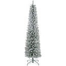 HOMCOM Artificial Pencil Christmas Tree with Snow Flocked Tips, Green