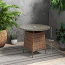 Outsunny Patio Furniture Rattan Garden Table with Umbrella Hole