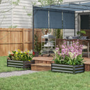 Outsunny Set of 2 Galvanised Raised Garden Bed, Grey