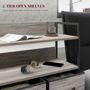 HOMCOM Bedroom Chest of Drawers 5 Drawer Dresser w/ Shelves, Grey Wood Effect