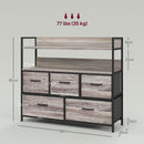HOMCOM Bedroom Chest of Drawers 5 Drawer Dresser w/ Shelves, Grey Wood Effect