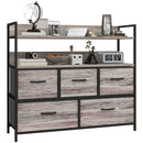 HOMCOM Bedroom Chest of Drawers 5 Drawer Dresser w/ Shelves, Grey Wood Effect