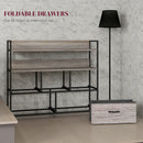 HOMCOM Bedroom Chest of Drawers 5 Drawer Dresser w/ Shelves, Grey Wood Effect
