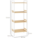 HOMCOM 4-Tier Bamboo Bathroom Storage Shelf with Adjustable Rack