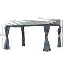 Outsunny Outdoor Lean to Pergola Gazebo 4x3m - Grey