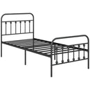 HOMCOM 3ft Metal Single Platform Bed Frame w/ Underbed Storage Headboard Black