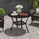 Outsunny 90 cm Garden Dining Table, Round Garden Table with Parasol Hole