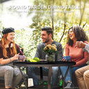 Outsunny 90 cm Garden Dining Table, Round Garden Table with Parasol Hole