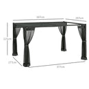 Outsunny Pergola with Retractable Roof and Netting, Dark Grey
