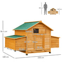 PawHut Wooden Chicken Coop, Poultry Cage with Nesting Boxes and Tray, Yellow
