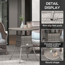 Outsunny Outdoor PE Rattan Dining Table w/ Wood-plastic Composite Top, Grey