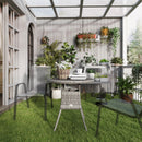 Outsunny Outdoor PE Rattan Dining Table w/ Wood-plastic Composite Top, Grey