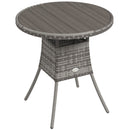 Outsunny Outdoor PE Rattan Dining Table w/ Wood-plastic Composite Top, Grey