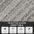 Outsunny Outdoor PE Rattan Dining Table w/ Wood-plastic Composite Top, Grey