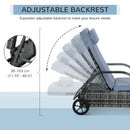 Outsunny  Rattan Sun Lounger  w/ Cushion -  Grey