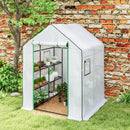 Outsunny Walk-in Greenhouse with, Outdoor Small Greenhouse, White