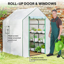 Outsunny Walk-in Greenhouse with, Outdoor Small Greenhouse, White