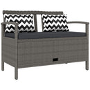 Outsunny 160L Rattan Garden Storage Bench, Cushioned Outdoor Bench, Grey