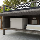 Outsunny 160L Rattan Garden Storage Bench, Cushioned Outdoor Bench, Grey