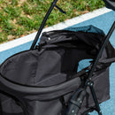 PawHut Pet Stroller Foldable Travel Carriage w/ Brake Basket Canopy, Black