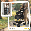 PawHut Pet Stroller Foldable Travel Carriage w/ Brake Basket Canopy, Black