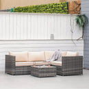 Outsunny Rattan Corner Sofa Set with Coffee Table - Beige