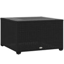Outsunny Outdoor Coffee Table With Glass Top, Rattan Side Table