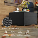 Outsunny Outdoor Coffee Table With Glass Top, Rattan Side Table
