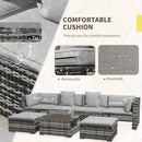Outsunny 7 PCs Rattan Garden Furniture Set with Side Shelf, Stools, Table, Grey