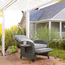 Outsunny Outdoor Recliner Chair w/ Cushion Rattan Reclining Lounge Chair, Grey