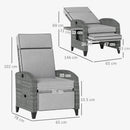 Outsunny Outdoor Recliner Chair w/ Cushion Rattan Reclining Lounge Chair, Grey