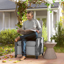 Outsunny Outdoor Recliner Chair w/ Cushion Rattan Reclining Lounge Chair, Grey