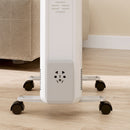 HOMCOM White 2000W 9 Fin Oil Filled Heater Radiator For Home