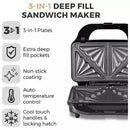 Tower Deep Fill Sandwich Maker 3in1  - Rose Gold