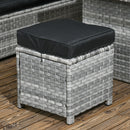 Outsunny 5 PCs Rattan Garden Furniture Set with Stools, Table, Cushion, Grey