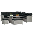 Outsunny 5 PCs Rattan Garden Furniture Set with Stools, Table, Cushion, Grey