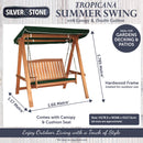 Silver & Stone Tropicana Two Seater Wooden Swing With Canopy and Cushion Seat