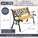 Silver & Stone Atlanta 3 Seater Wooden Rose Effect Garden Bench 1.25m