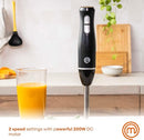 MasterChef Hand Blender 4 in 1 Set including Blending Stick, Electric Whisk & Mini Chopper Multi Food Processor Combo with Measuring Jug, Plastic, 200 W, 700 milliliters, Black