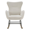 Livingandhome Comfy White Sherpa Rocking Chair with Armrests