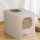 Enclosed Folding Cat Litter Box Toilet With Scoop