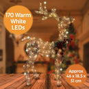 Christmas Sparkle Rattan Reindeer with Champagne Bow with 170 Warm White Lights - Gold