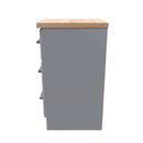 Kingston Ready Assembled Bedside Table with 3 Drawers  - Dust Grey & Bardolino Oak