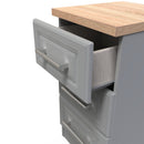 Kingston Ready Assembled Bedside Table with 3 Drawers  - Dust Grey & Bardolino Oak