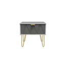 Glitz Ready Assembled Bedside Table with 1 Drawer  - Shadow Matt & Grey