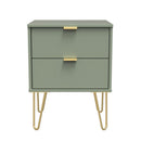 Harare Ready Assembled Bedside Table with 2 Drawers  - Reed Green