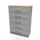 Kingston Ready Assembled Chest of Drawers with 5 Drawers  - Dust Grey & Bardolino Oak
